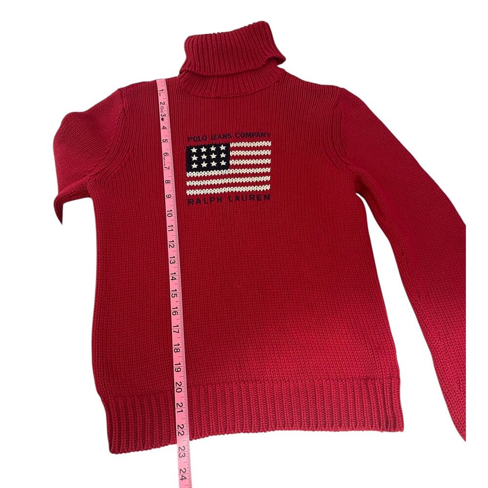 Vintage Polo Jeans Co Ralph Lauren USA Flag Turtleneck Sweater Red Women's Med - Picture 6 of 6